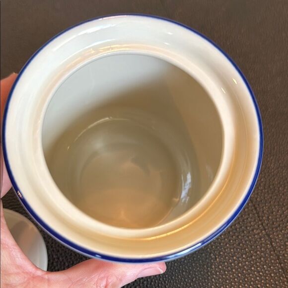 Westminster Blue Mist Cream and Blue Ceramic Sugar Bowl Farmhouse Japan - Picture 3 of 6